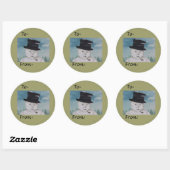 Rond Sticker cadeau Noël Snowman (Feuille)