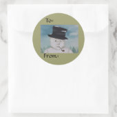 Rond Sticker cadeau Noël Snowman (Sac)
