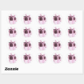 Rond Sticker cadeau rose et noir (Feuille)