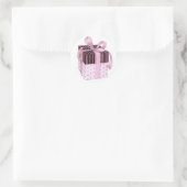 Rond Sticker cadeau rose et noir (Sac)