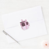 Rond Sticker cadeau rose et noir (Enveloppe)
