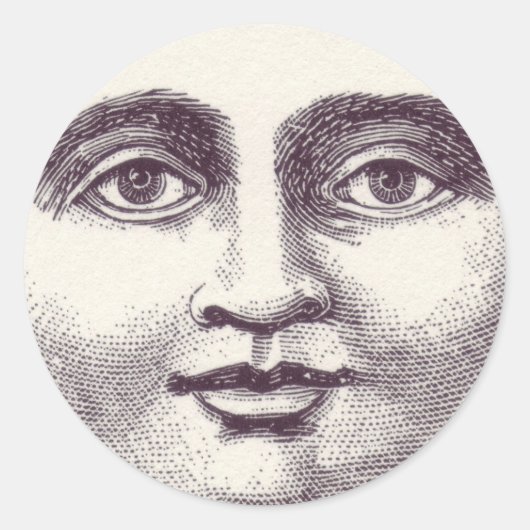 Rond Sticker cadeau visage lune (Devant)