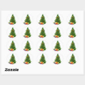 Rond Sticker Cadeaux Arbre de Noël (Feuille)