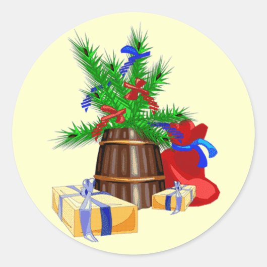Rond Sticker Cadeaux de Noël (Devant)