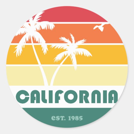 Rond Sticker California Beach (Devant)