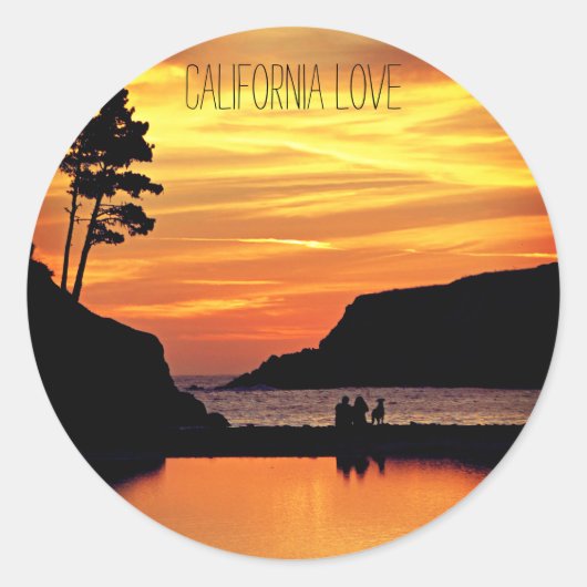 Rond Sticker California Love Beach Sunset (Devant)