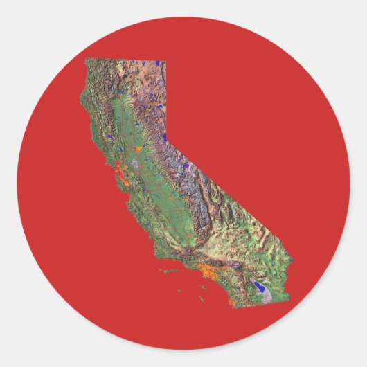 Rond Sticker California Map (Devant)