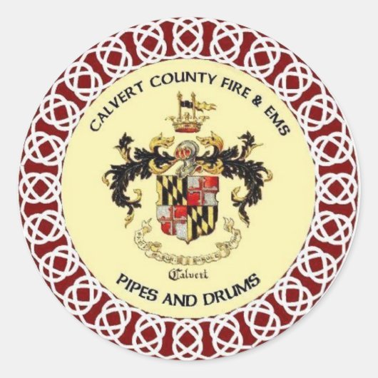 Rond Sticker Calvert County Pipes and Drums (Devant)