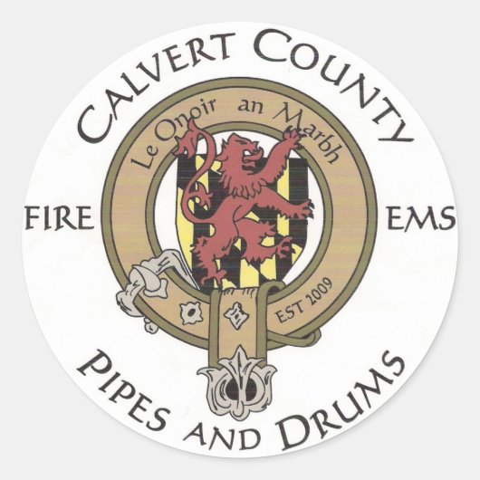 Rond Sticker Calvert County Pipes and Drums - Petit (Devant)