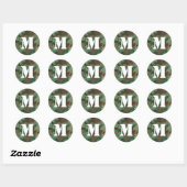 Rond Sticker Camo Vert avec Monogramme Blanc Gras (Feuille)