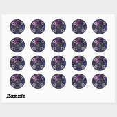Rond Sticker cardiaque au pentagramme céleste avec fleu (Feuille)