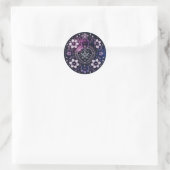Rond Sticker cardiaque au pentagramme céleste avec fleu (Sac)