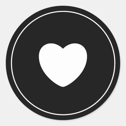 Rond Sticker cardiaque minimaliste | Black (Devant)
