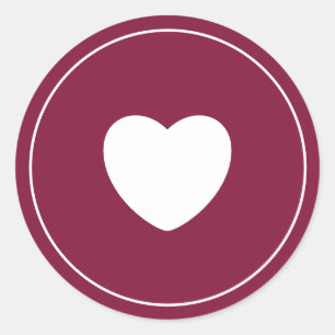Rond Sticker cardiaque minimaliste Rouge à vin