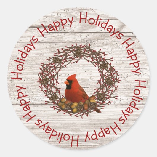 Rond Sticker Cardinal Wreath (Devant)