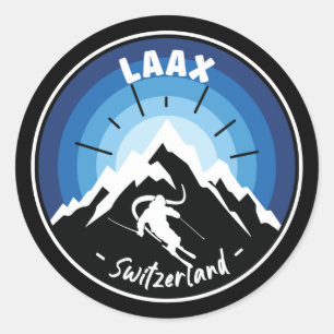 Rond Sticker Carré Bleu Laax Suisse