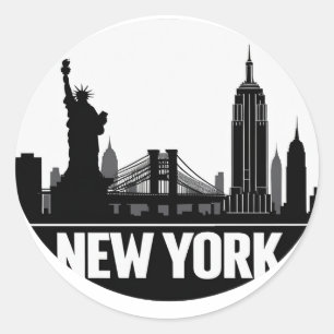 Rond Sticker Carré New York Skyline
