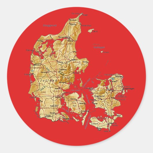 Rond Sticker Carte Danemark (Devant)