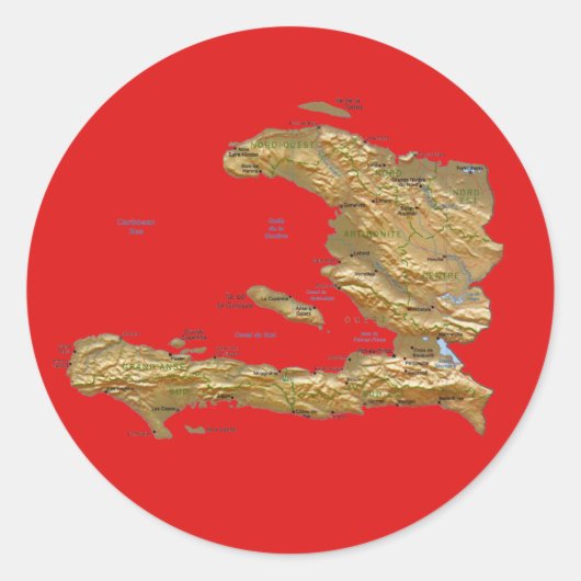 Rond Sticker Carte Haïti (Devant)