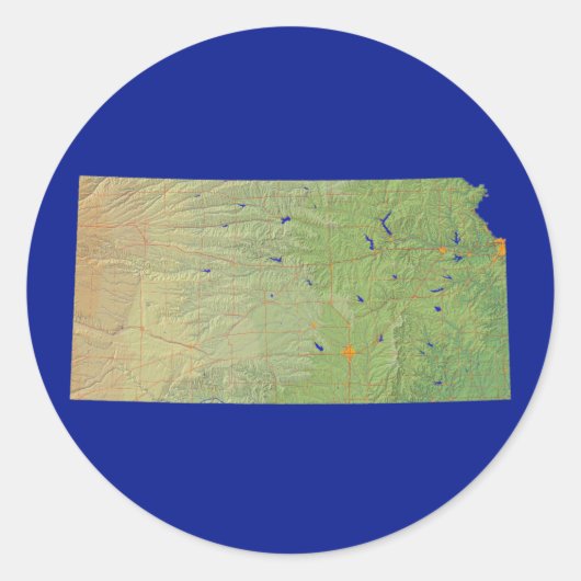 Rond Sticker Carte Kansas (Devant)