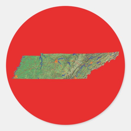 Rond Sticker Carte Tennessee (Devant)