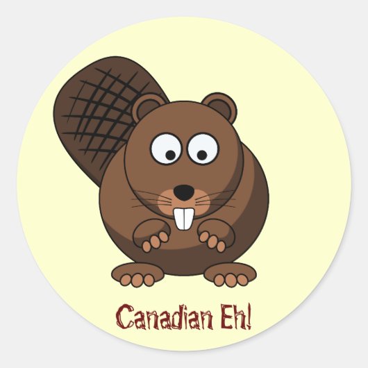 Rond Sticker Cartoon Beaver (Devant)