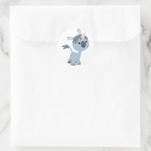 Rond Sticker Cartoon Bébé Unicorn mignonne (Sac)