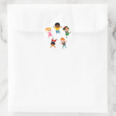 Rond Sticker Cartoon Cinq Enfants (Sac)