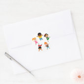 Rond Sticker Cartoon Cinq Enfants (Enveloppe)