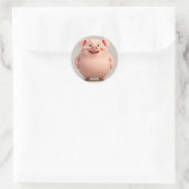 Rond Sticker Cartoon Cochon Rire (Sac)