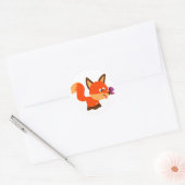 Rond Sticker Cartoon Fox Et Papillon (Enveloppe)
