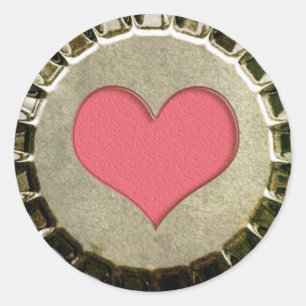 Rond Sticker casquette de bouteille de coeur