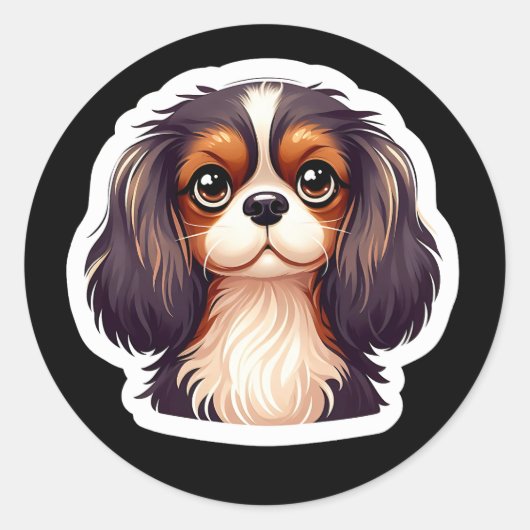 Rond Sticker Cavalier King Charles Spaniel (Devant)