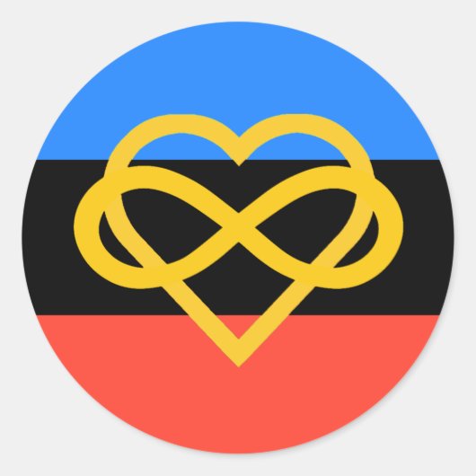 Rond Sticker Cercle Polyamory Pride (Coeur Infini) (Devant)