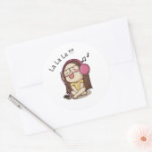Rond Sticker chantant fille mignonne (Enveloppe)
