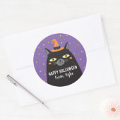 Rond Sticker chat Halloween mignon (Enveloppe)
