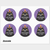 Rond Sticker chat Halloween mignon (Feuille)