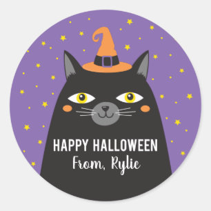 Rond Sticker chat Halloween mignon
