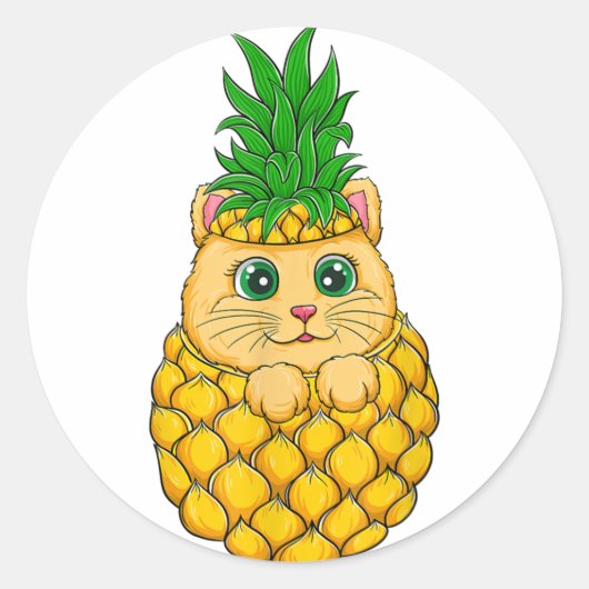 Rond Sticker Chat Lucky - Idée Cadeau Cute (Devant)