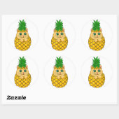Rond Sticker Chat Lucky - Idée Cadeau Cute (Feuille)