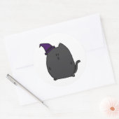 Rond Sticker chatte noir mignon (Enveloppe)