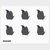 Rond Sticker chatte noir mignon (Feuille)