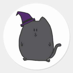 Rond Sticker chatte noir mignon