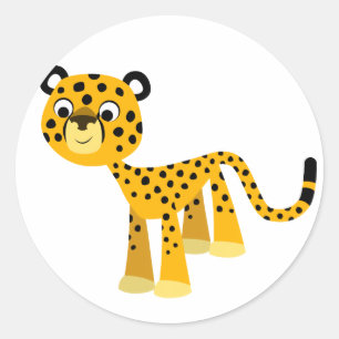 Rond Sticker Cheetah Cartoon Joli