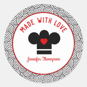 Rond Sticker Chef Casquette Fabriqué avec amour