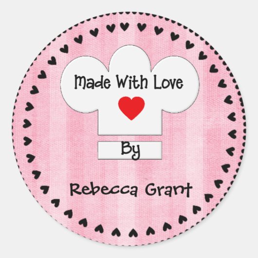 Rond Sticker Chef Casquette Fabriqué avec amour (Devant)