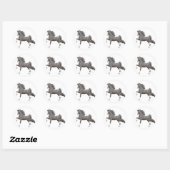 Rond Sticker Cheval à selle noire (Feuille)