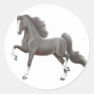 Rond Sticker Cheval à selle noire