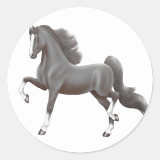 Rond Sticker Cheval à selle noire (Devant)