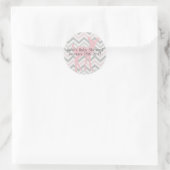 Rond Sticker Chevron Rose Bébé & Rose/Gris (Sac)